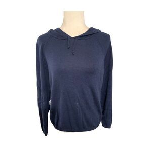 chaser womens solid navy blue long sleeve sweater hoodie small